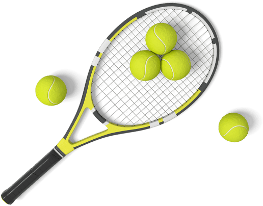 Vector image of tennis balls resting on racket