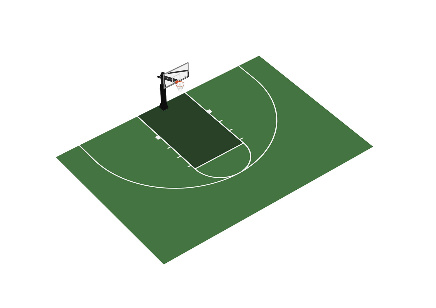 Generated image mockup of basketball half-court