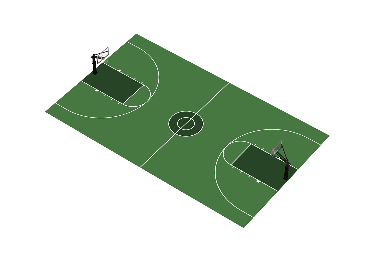 Generated image mockup of basketball full-court