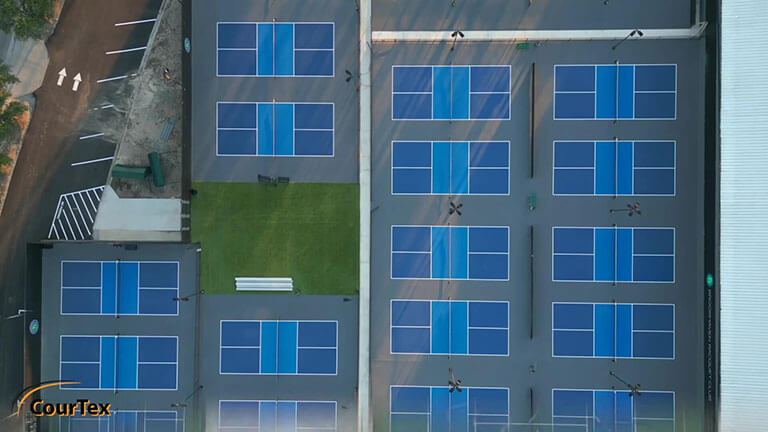 Aerial view of CourTex Pickleball Courts at Pickleball facility